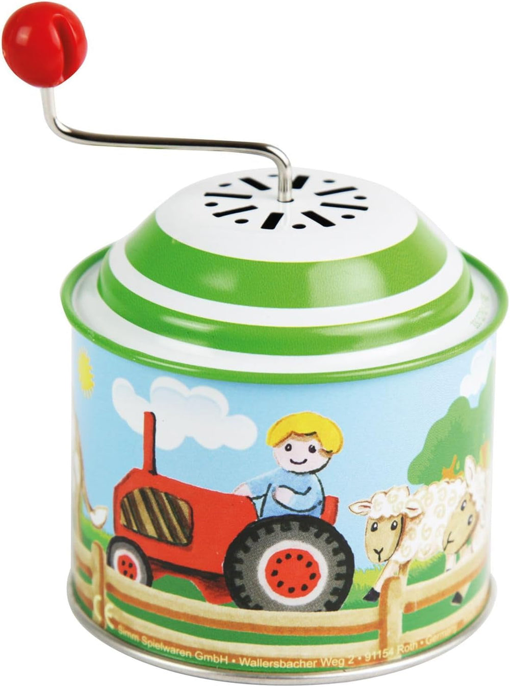 LENA 52760 Muzică cutie rotativă fermă, cutie muzicală aprox. 10,5 x 7,5 cm, cutie rotativă din tablă cu melodie Old Mc Donald Has a Farm, cutie rotativă din metal, orgă pentru copii de la 18 luni, motiv de orgă Jucarii Bebe Naty Shop Titlu implicit