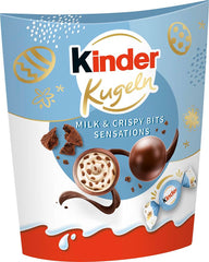 Kinder Balls Milk & Crispy Bits Sensations 90g – Bile de ciocolată cu lapte cu umplutură de lapte și chipsuri de cacao – Ciocolată de Paște, dulciuri pentru Paște – Cadou și suvenir de Paște