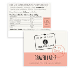 Ankerkraut Graved Lachs (Schweden), Mischung würzender Zutaten für Fisch, schwedischer Graved Lachs, 120 g im Korkenglas