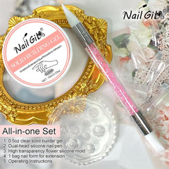 NAILGIL Gel solid pentru ojă, gel solid pentru adeziv pentru unghii, sculptură 3D pentru unghii cu set de instrumente, salon DIY acasă, transparent 15G