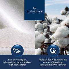 Pernă Billerbeck S20 Visco - Pernă pentru gât - Pernă 40 x 80 cm - Pernă pentru susținerea gâtului cu miez Visco High-Tech