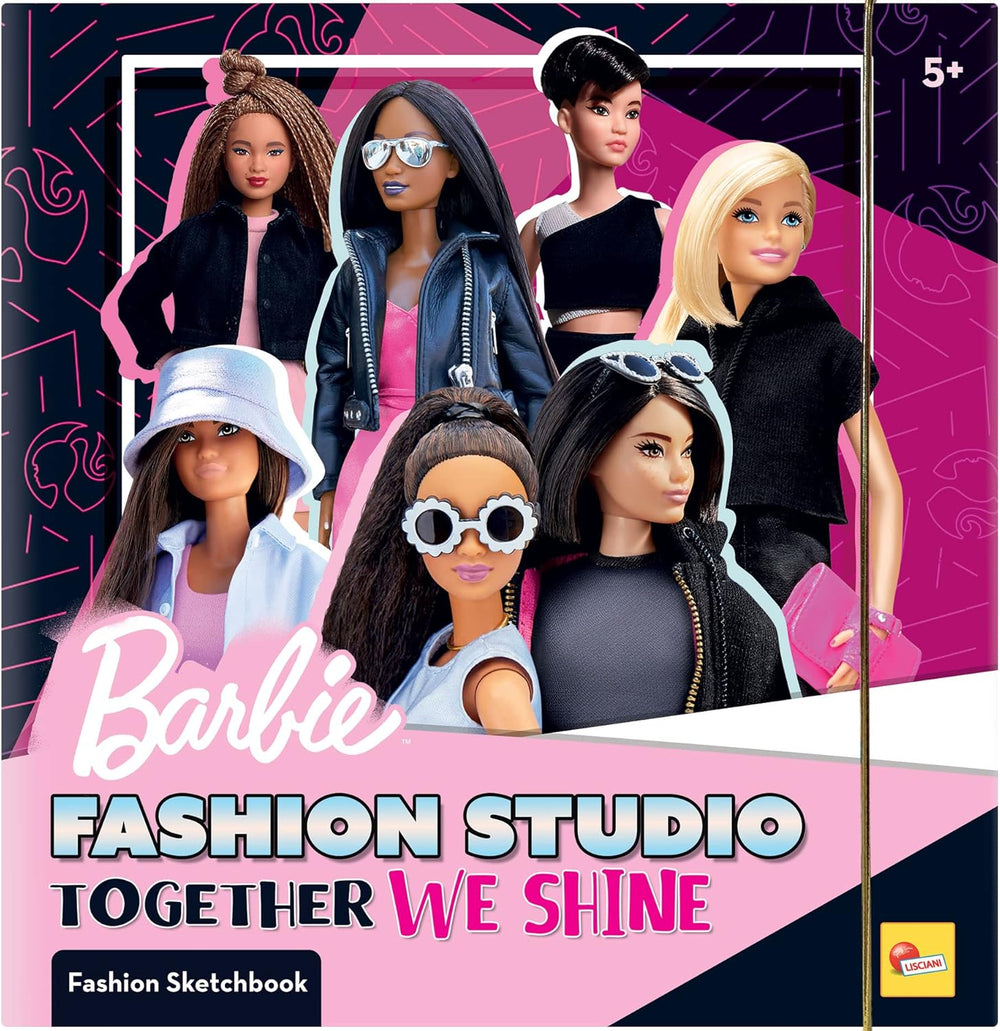 Lisciani - BARBIE - Skizzenbuch Set Wir Glänzen - Modestudio - Models zum Anziehen - Kreatives Spiel - Supermodische Kleidung - Farbmarker - Für Mädchen ab 4 Jahren