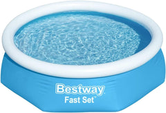 Piscină supraterană Bestway Fast Set fără pompă, Ø 244 x 61 cm, albastră, rotundă, 57448, 244 x 61 cm fără accesorii