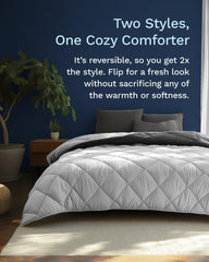 All Seasons Twin/Twin XL în jos plapumă alternativă reversibilă - respirabil, extra lung, de înaltă calitate, microfibră moale - plapumă gri acoperire inserție Plapumi si pilote Naty Shop