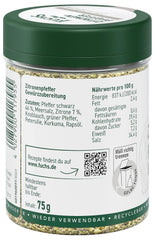 Fuchs Gewürze - Zitronenpfeffer Gewürz - Gewürrzubereitung für Lachs, Zander und Kabeljau - natürliche Zutaten - 75 g in wiederverwendbarer, recyclebarer Dose