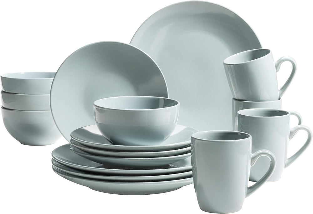MÄSER Pastell Selection, Modernes Geschirr Set für 4 Personen, 16-teiliges Kombiservice aus Keramik, Steinzeug, Türkis-Grün
