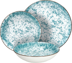 Kalos, set de veselă pentru 6 persoane, 18 piese, porțelan, albastru deschis