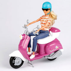 Isabella Gelenkpuppe mit Roller, 30 cm, Motorrad-Spielzeug, inklusive Zubehör, Sonnenbrille, Handy, Selfie-Halterung, Helm, Erfrischung, Puppen für Mädchen, Geschenke ab 3 Jahren (47812)