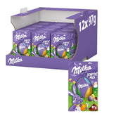 Milka Shake Me Egg – ou de ciocolată umplut cu mini-ouă colorate din ciocolată cu lapte alpină – 97g