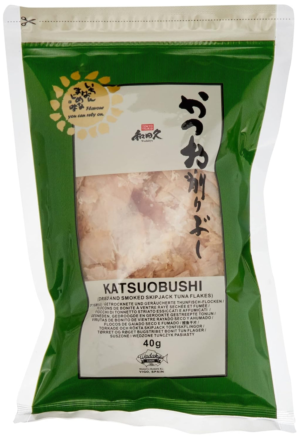 Katsuobushi Bonito Flocken – Aus 100 Prozent getrocknetem und geräuchertem Bonito Thunfisch – Ideal für die japanische Küche – 1 x 40 g