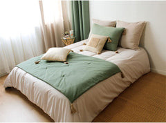 Enjoy Home - Cuvertură Terracotta Cu 4 Pompoane Jută - 90 X 190 Cm - 100% Bumbac - Oeko-Tex - Colecția Panama Plapumi si pilote Naty Shop