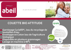 Abeil Bio' Attitude quilt, Ușor, Acoperire din bumbac organic, Umplutură: Poliester Cyclafill® 200 G/M², Lavabil la mașină, Certificat Oeko-Tex, 200 X 200 Cm Plapumi si pilote Naty Shop