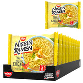 Nissin Ramen - Pui la cuptor thailandez, pachet de 10, tăiței instant în stil asiatic, preparați după o rețetă thailandeză, rapid și ușor de preparat, mâncare asiatică (10 x 65 g)