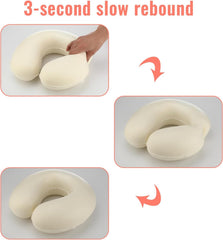 Litimkat pernă pentru gât copii, pernă portabilă pentru gât,pernă de călătorie, Pernă din spumă de memorie în formă de U, călătorie, avion, mașină, tren, birou, acasă, față de pernă cu model drăguț de animale, detașabilă (roz) Perne ortopedice cervicale Naty Shop