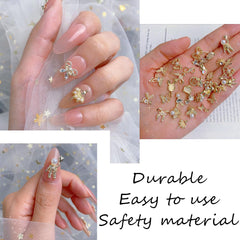50 Stück Gold Nail Charms, 3D Glänzend Nail Art Charms, Glitzersteine Nägel Perle Legierung Nagel, Schmetterling Strasssteine Nägel Charms, DIY Nail Art Zubehör, Für Mädchen Frauen