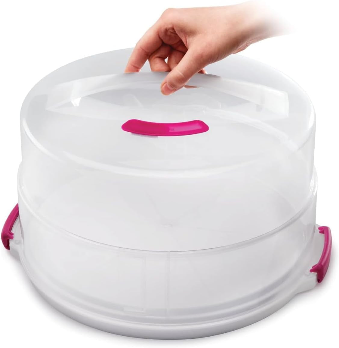 Recipient pentru prăjituri Metaltex, reglabil pe înălțime, polipropilenă, alb/transparent, ⌀ 30 cm, înălțime reglabilă de 8 și 15 cm Cutii depozitare alimente Naty Shop