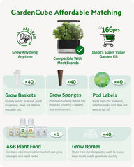 Set de capsule hidroponice cu 166 de piese: kituri Grow Anything pentru plante – inclusiv bureți de creștere, cupole de creștere, etichete pentru hrana pentru plante A&B – accesorii hidroponice pentru majoritatea