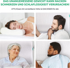 UTTU Memory Foam Sandwich Pillow, Neck Pain Relief Pillow, Ergonomic Neck Pillow, Adjustable Memory Foam Pillow 60X36X12/10Cm Perne ortopedice cervicale Naty Shop