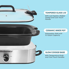 MST-5240SS Slow cooker, 3,3 litri, Oțel inoxidabil Slow Cooker Naty Shop