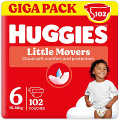 Scutece Huggies pentru bebeluși Little Movers, design Disney, mărimea 6, 102 buc (3 x 34), cutie lunară