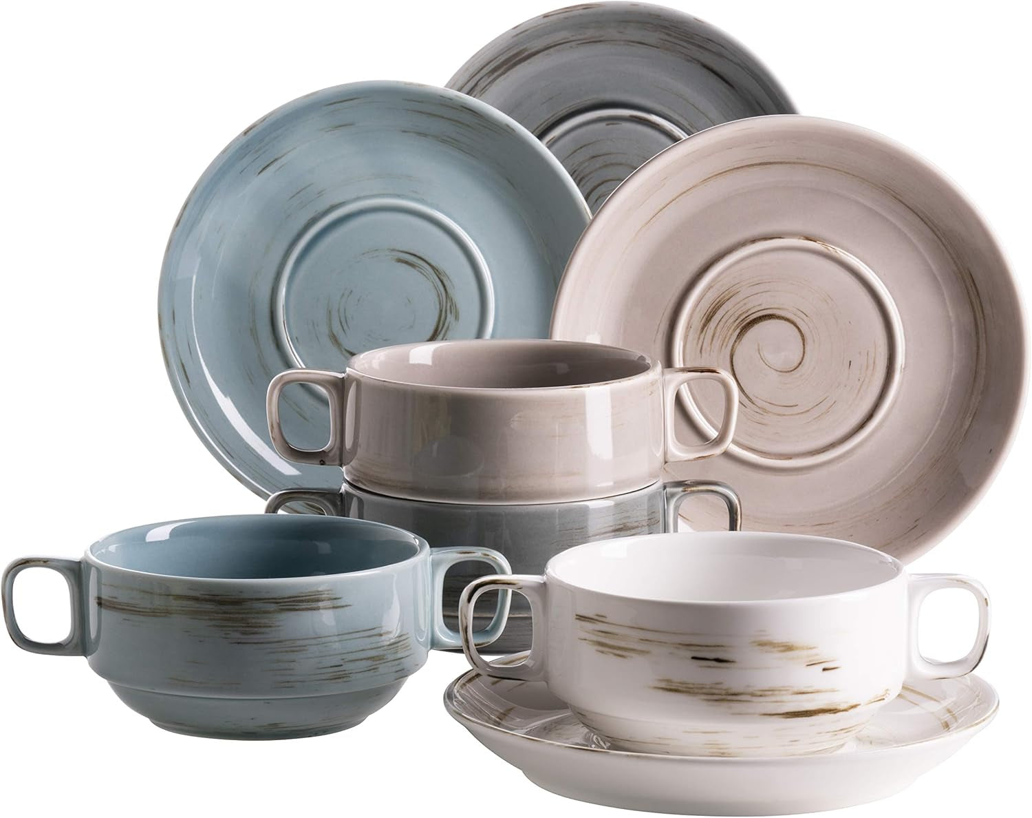 MÄSER 931526 Set de veselă premium Derby pentru 4 persoane Seturi vesela masa Naty Shop Suppentassen-Set