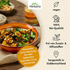 Herbaria Good Old Mild Curry bio 80g M-Dose – Currypulver, Currymischung - Bio-Gewürzmischung für klassische Curry-Spezialitäten z.B. Currywurst - erlesenen Zutaten in nachhaltiger Aromaschutz-Dose