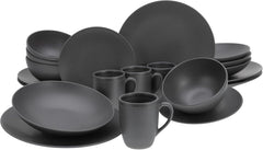 Creatable, 23146, seria SOFT TOUCH BLACK, set de veselă cu 20 de piese, serviciu combinat din gresie, potrivit pentru mașina de spălat vase și cuptorul cu microunde, fabricat în Portugalia