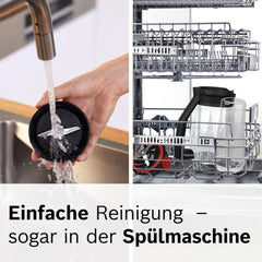 Bosch Standmixer Vitapower Serie 4 MMB6177S, Edelstahl-Klingen Made in Germany, 1,5L Thermosafe Glasbehälter, 0,6L To-Go-Flasche, Stopfer, Universalzerkleinerer, 30,000 U/Min, 1200 W, Silber Bucatarie Naty Shop