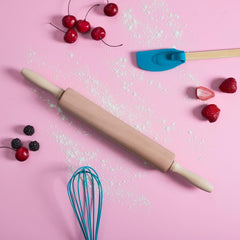 KP5715, sucitor din lemn, ergonomic și ușor de curățat, ideal pentru întinderea aluatului și a biscuiților, dimensiuni 44,5 cm, culoare maro