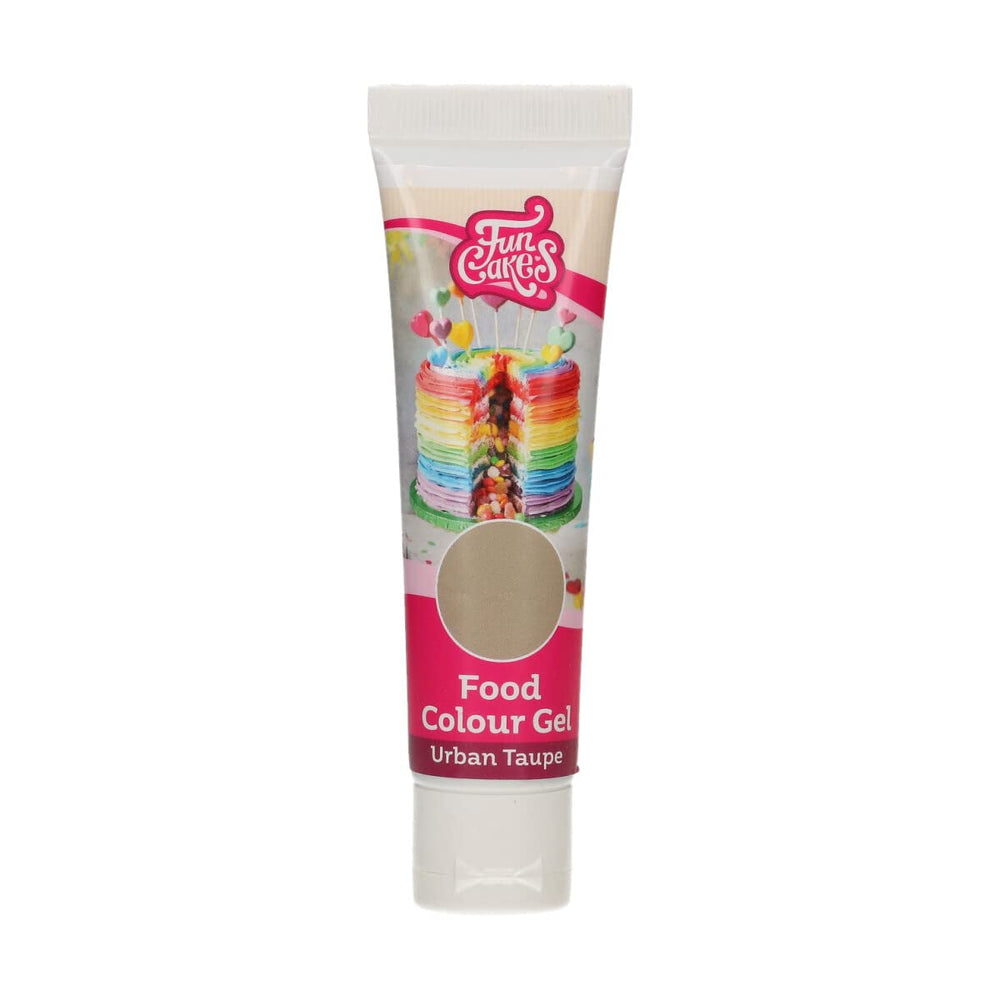Colorant alimentar Funcakes Gel Urban Taupe: Colorant alimentar foarte concentrat pentru aluat, cremă, fondant, marțipan și produse de patiserie. Dozare ușoară. Picătură individuală pentru a crea culori vibrante. Halal. 30 g.