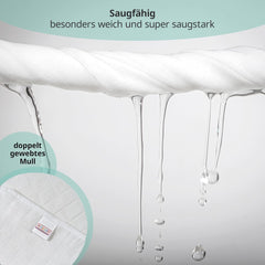 Pătrățele de muselină MAKIAN, pachet de 10, 80x80 cm, certificate Oeko-TEX® Standard 100, 10 cârpe de calitate premium pentru eructații - pătrățele din pânză dublu țesută/pătrățele de muselină, rezistente la fierbere - Alb