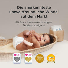 Scutece Kit & Kin Premium, mărimea 4 (9-14 kg), 128 bucăți, pe bază de plante și hipoalergenice, protecție fiabilă împotriva scurgerilor, vegane și fără cruzime