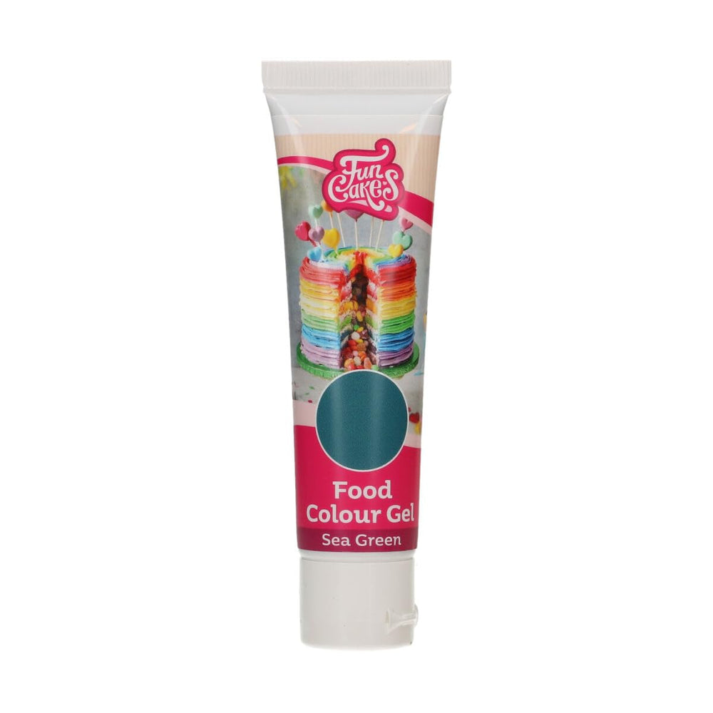 Colorant alimentar Funcakes Verde Mare, gel colorant alimentar foarte concentrat pentru aluat, cremă, fondant și marțipan. Dozare ușoară. Picătură individuală pentru a crea culori vibrante. Halal. 30 g.