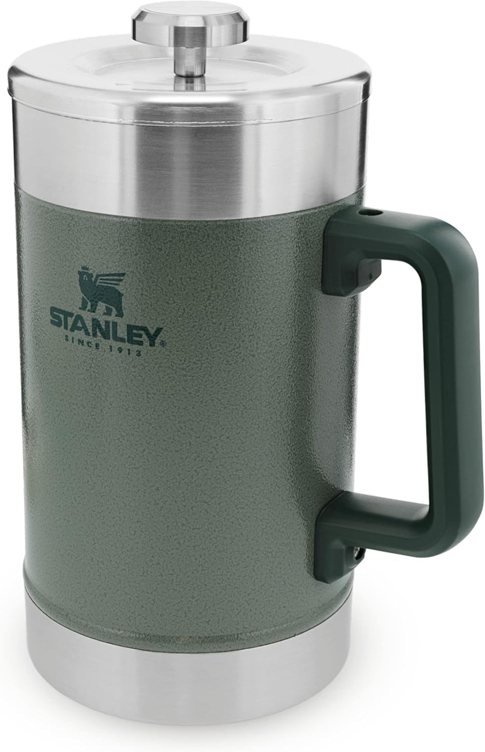Presă de cafea STANLEY Classic Stay Hot 1.4L Verde Hammertone - Menține cafeaua caldă timp de 4 ore - Sedimente minime - Presă de cafea integrată din oțel inoxidabil - Fără BPA - Se poate spăla în mașina de spălat vase