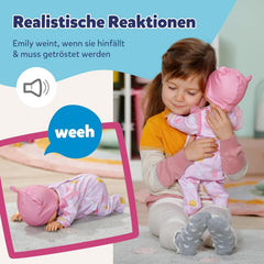 BABY Born Emily Lauf mit Mir - 43 cm Puppe mit elektronischen Funktionen - Krabbel- & Lauflernpuppe mit Soundfunktion - Inkl. rosa Strampler & Mütze - Geeignet für Kinder ab 3 Jahren