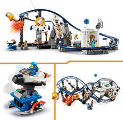 LEGO 31142 Creator 3-In-1 Rollercoaster spațial, kit de jucărie pentru bâlci cu cărucioare funcționale, convertibil în turn de cădere liberă sau carusel cu rachete și cărămizi strălucitoare Seturi de constructie Besuche den LEGO-Store