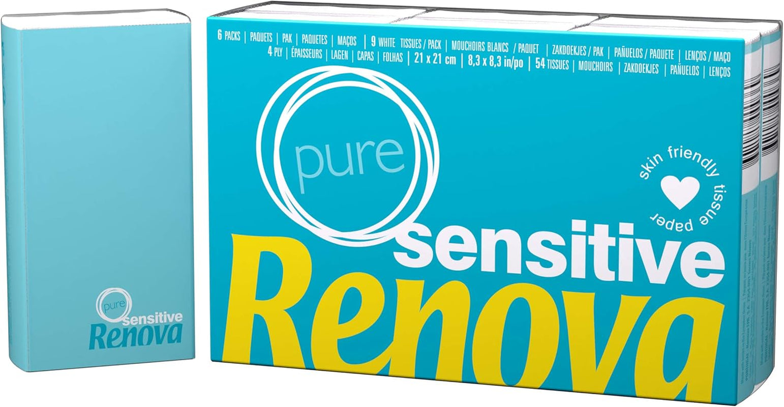 Renova Handkerchiefs Sensitive Pure - 6 pachete de servetele albe