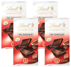 Ciocolată neagră fără zahăr adăugat | Tabletă 100g | Cea mai fină cu 55% cacao, fără gluten | Tabletă de ciocolată | Set cadou de ciocolată (pachet de 4)