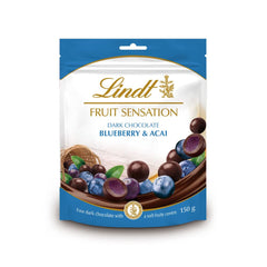 Lindt Chocolate Sensation Fruit Blueberry and Acai | 150 g | Sferă de ciocolată neagră cu umplutură rafinată de fructe pe bază de mere | Cadou de ciocolată | Cadou de ciocolată