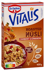 Dr. Oetker Vitalis Muesli prăjit cu merișoare și semințe de dovleac: Muesli prăjit cu merișoare uscate, pachet de 8 (8 x 501g)
