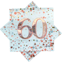 Șervețele Sparkling Fizz 60Th Rose Gold 33 Cm X 33 Cm 3-Ply 16 bucăți