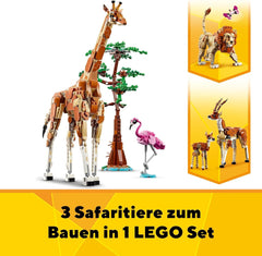 LEGO Creator 3In1 Animal Safari, set creativ cu figurine de animale, 3 opțiuni de construcție: Girafă de jucărie, gazelă și leu, animale de jucărie pentru fete și băieți, cadou natural pentru copii cu vârsta de 9+ 31150 Seturi de constructie Besuche den LEGO-Store