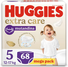 Scutece Huggies Extra Care, ultra absorbante, mărimea 5 (12-17 kg), 68 bucăți