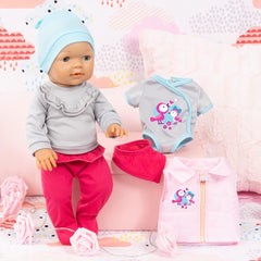 Bayer Design 84200AM Puppenkleidung, Outfits, Babypuppen Anziehsachen 38-43 cm, mehrteilig, Puppenzubehör