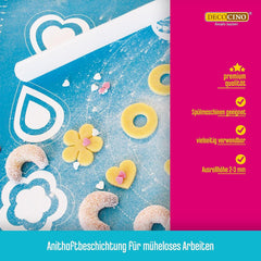 Sucitor DECOCINO – 3 bucăți, lungime aprox. 23 cm – cu strat antiaderent, potrivit ca rolă de patiserie pentru întinderea marțipanului, pastei de flori și fondantului.