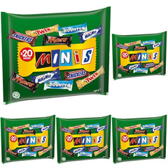 Pliculețe mixte Minis, Snickers, Bounty, Twix, Milky Way, pachet vrac de ciocolată, un pachet (1 x 400 g) (pachet de 5)