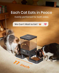 Hrănitor automat pentru pisici oneisall 5L cu 2 boluri, dozator de hrană pentru pisici cu un singur buton, ușor de utilizat, hrănitor pentru pisici/câini, cu bol din oțel inoxidabil, înregistrator vocal, pentru animale de companie mici/medii