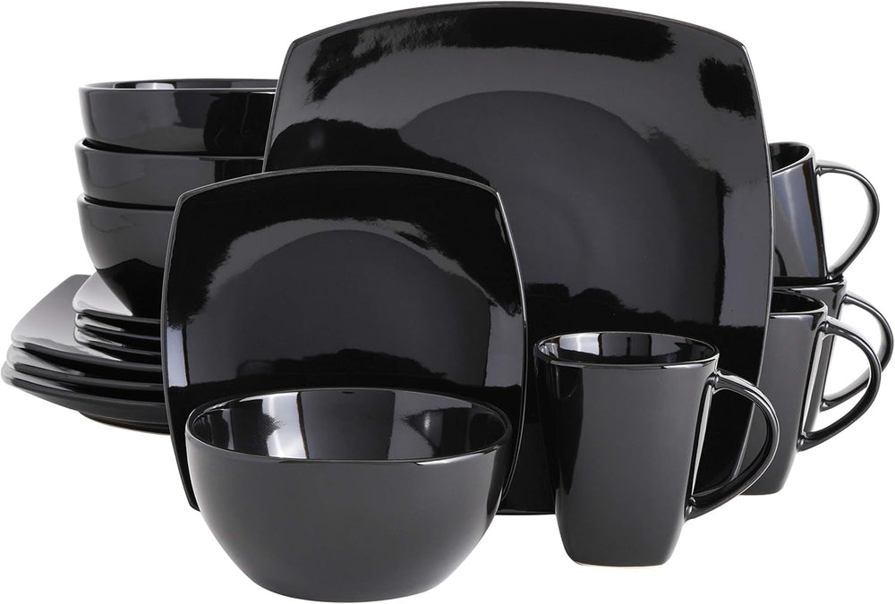Set de veselă din ceramică cu smalț reactiv pentru 4 persoane, 16 bucăți Seturi vesela masa Naty Shop Negru Serviciu pentru 4 persoane (16 bucăți)