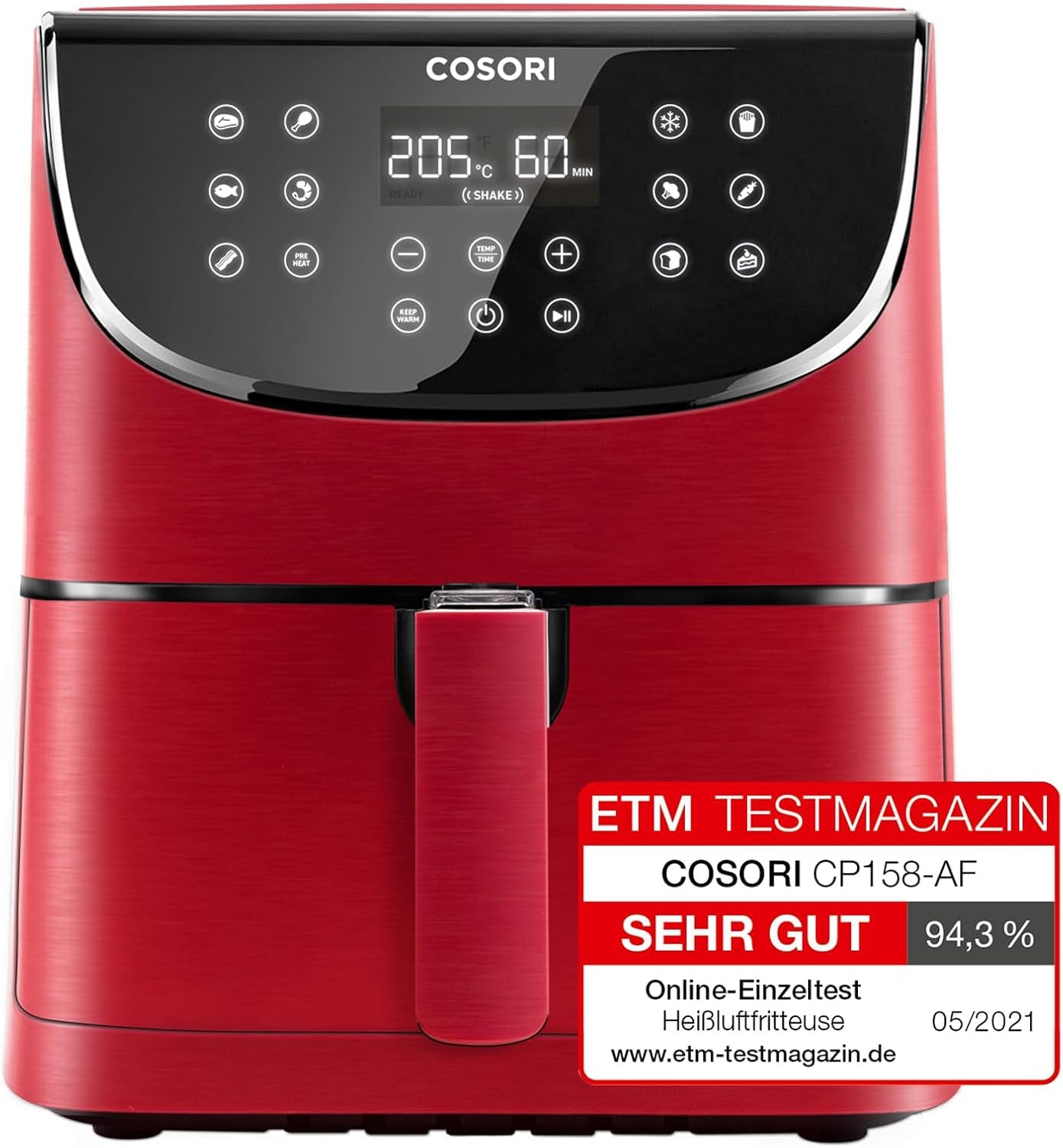 COSORI Hot Air Fryer Airfryer, 12-In-1 Air Fryer XXL 6.2L, Hot Air Fryer cu fereastră de vizualizare și memento de agitare, 80 de rețete Electrocasnice Naty Shop Rosu 5.5L Premium