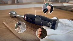 Bosch Stabmixer Ergomaster Serie 4, 1000 Watt, Edelstahl-Mixstab, Zerkleinerer, Mix-/Messbecher, Schwarz Bucatarie Naty Shop